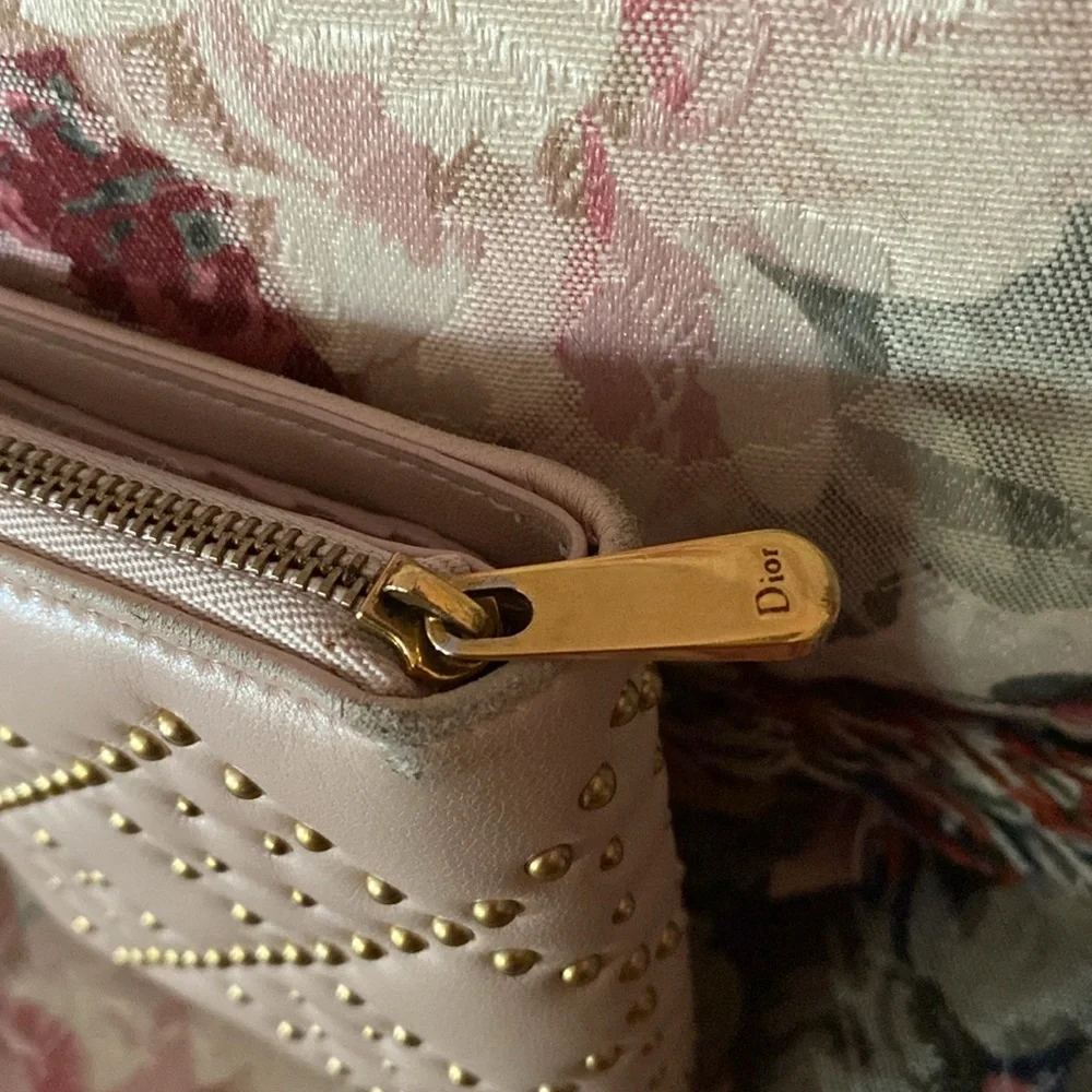 CHRISTIAN DIOR STUDDED BI FOLD WALLET & DUST BAG EUC